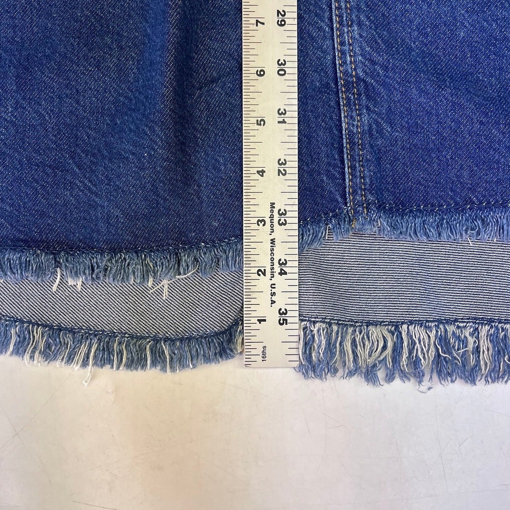 Johnny Was Vienna Maxi Skirt Blue Denim Raw Hem Back Slit Size 30 Womens - Picture 14 of 14